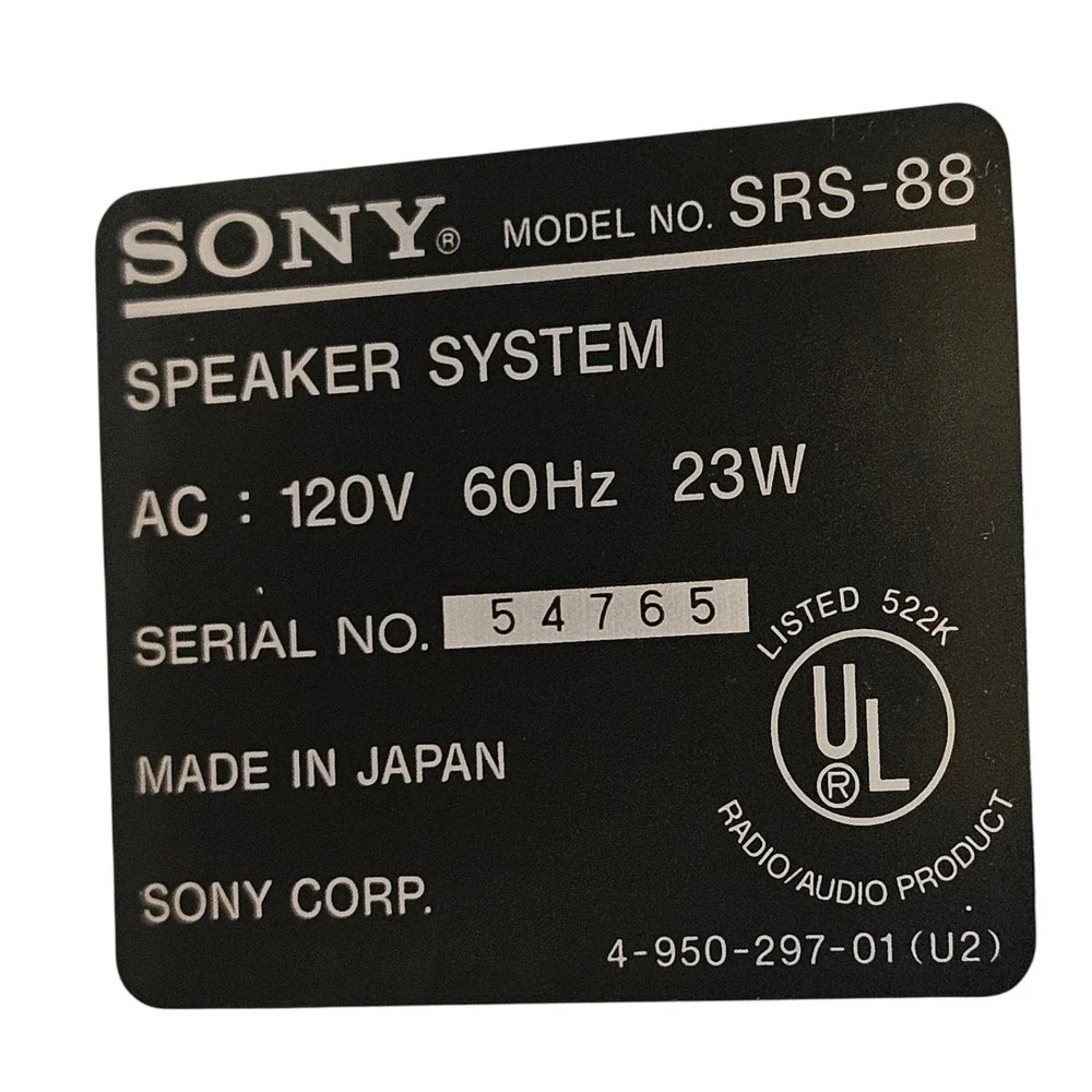 Sony‎ SRS-88PC Active Speaker System Pair Folding Bass Reflex Made in Japan